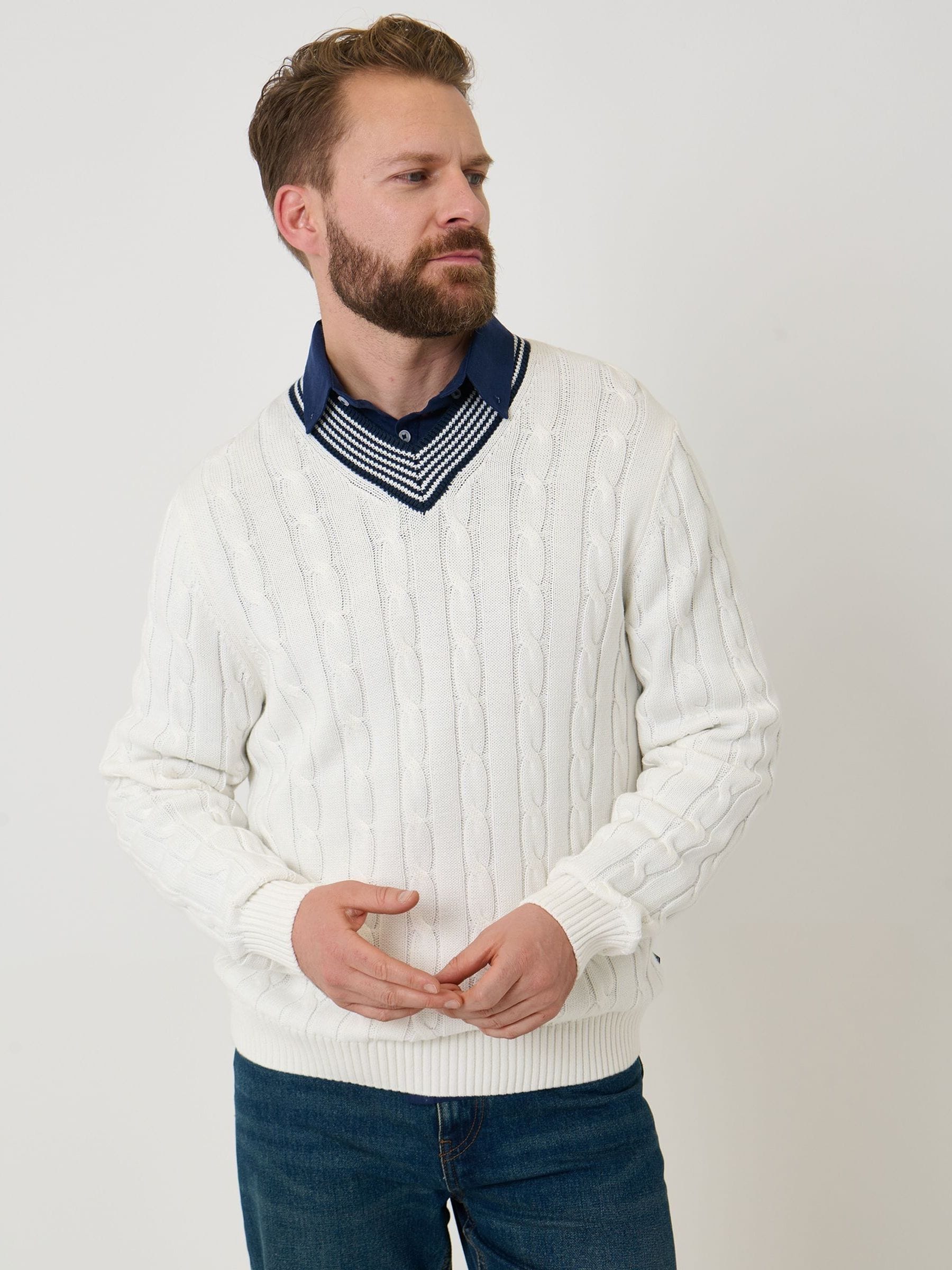 Buy Saltwell Cream Cable Knit Cotton Cricket Jumper from Next USA