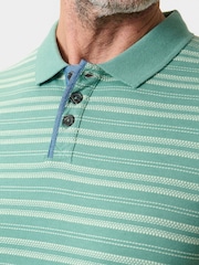 Saltwell Green Jacquard Stripe Short Sleeve Polo Shirt - Image 4 of 5