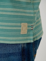 Saltwell Green Jacquard Stripe Short Sleeve Polo Shirt - Image 6 of 6