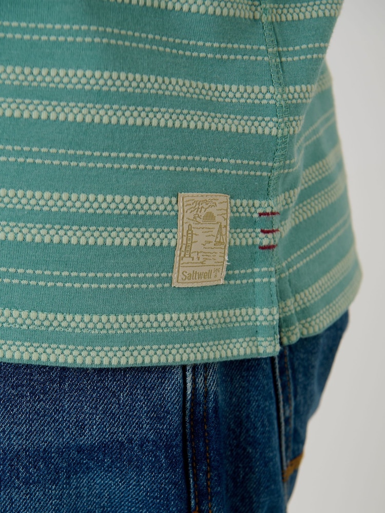 Saltwell Green Jacquard Stripe Short Sleeve Polo Shirt - Image 6 of 6 Saltwell Green Jacquard Stripe Short Sleeve Polo Shirt - Image 6 of 6