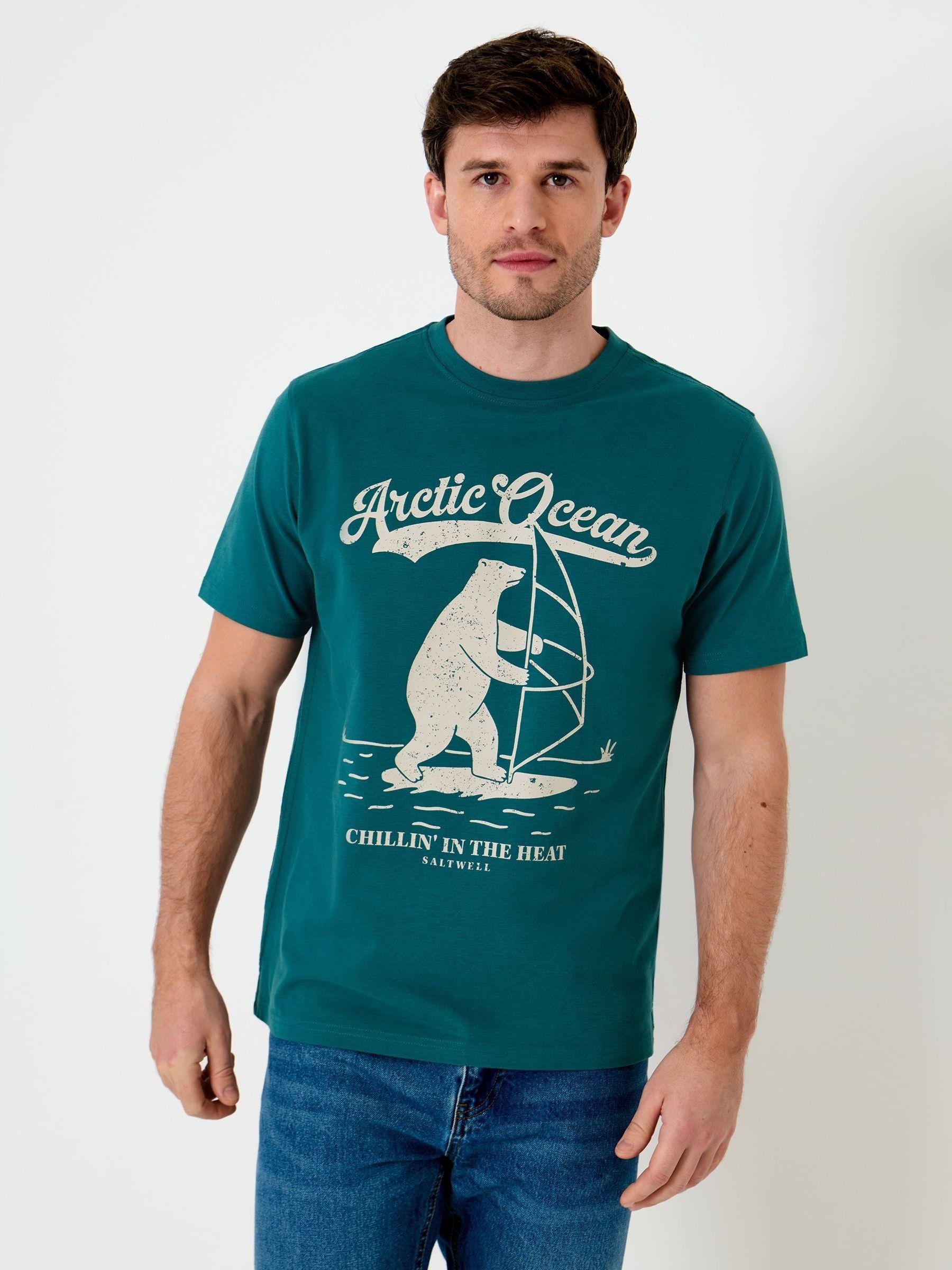 Buy Saltwell Green Arctic Ocean Print Cotton T-Shirt from Next USA