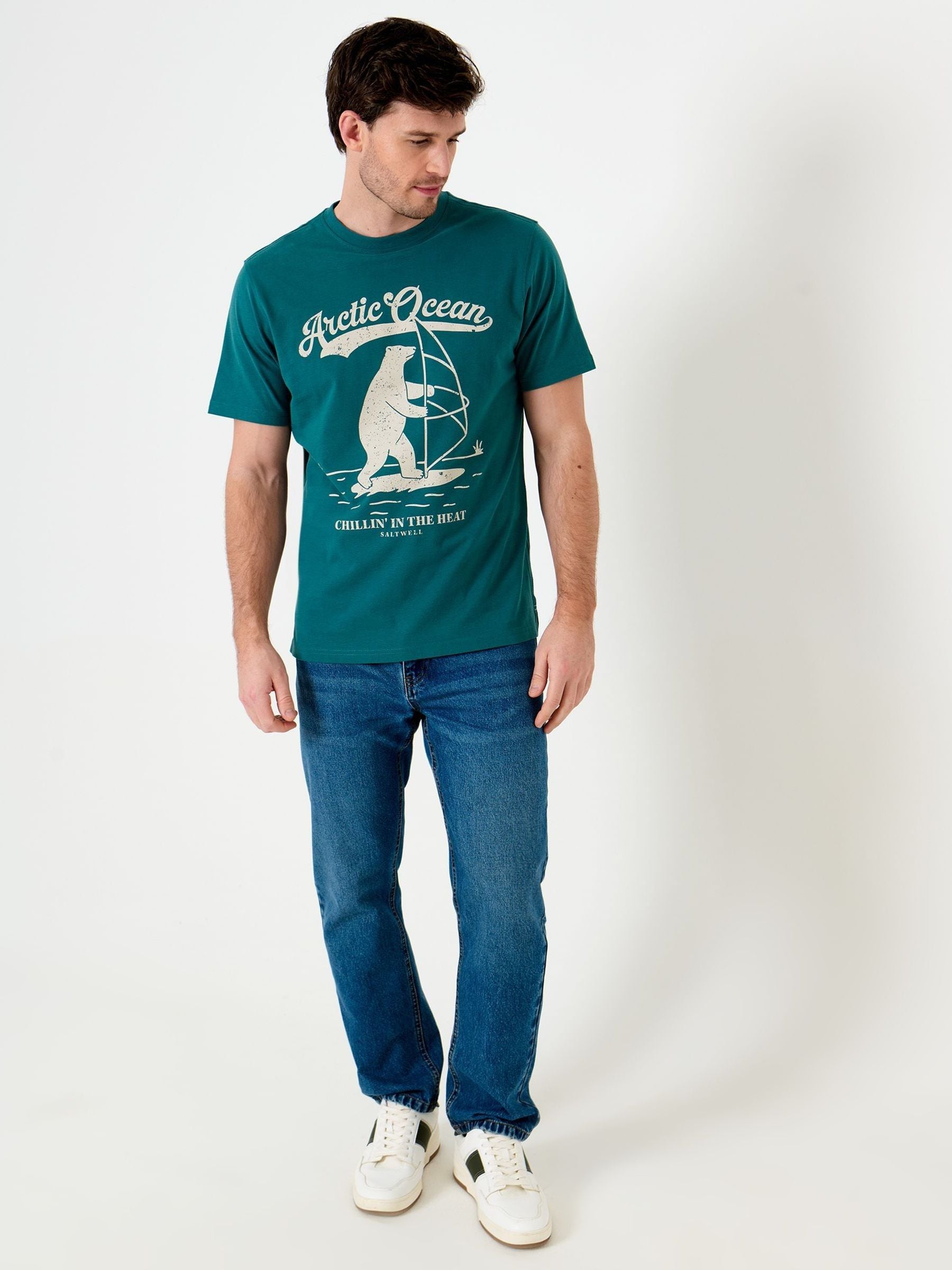 Buy Saltwell Green Arctic Ocean Print Cotton T-Shirt from Next USA