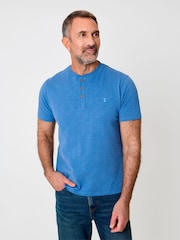 أزرق دنيم - تيشرت بياقة صغيرة مصنوع من قطن ناعم من Saltwell - Image 1 of 4