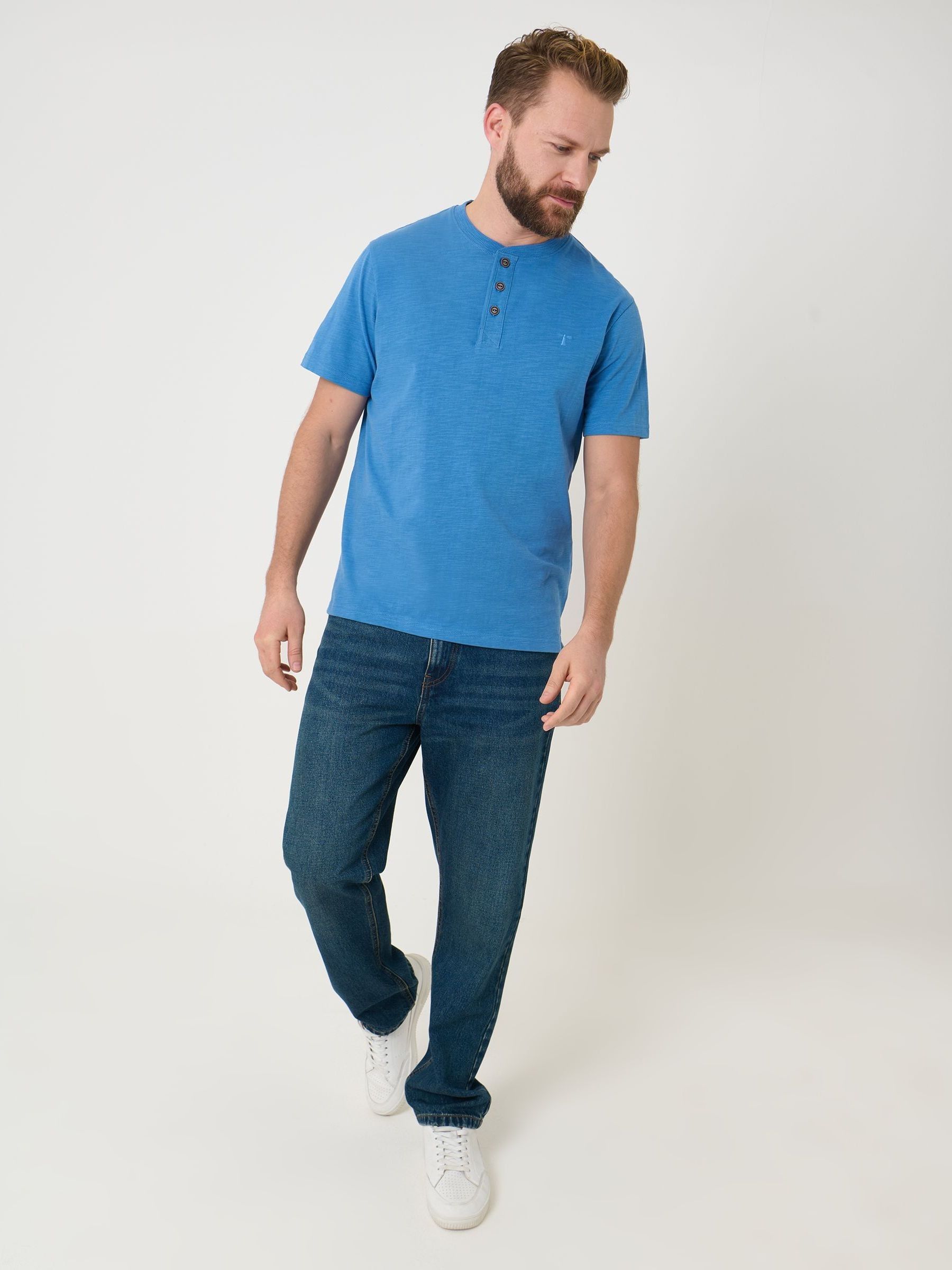 Buy Saltwell Denim Blue Peached Cotton Grandad T-Shirt from the Next UK ...