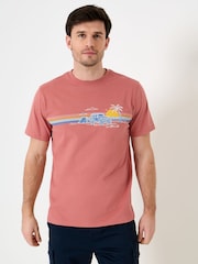 Saltwell Pink Beach Camp Print Cotton T-Shirt - Image 1 of 5