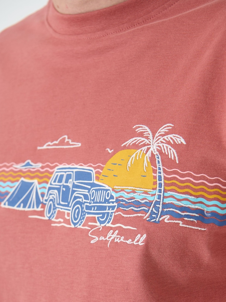 Saltwell Pink Beach Camp Print Cotton T-Shirt - Image 5 of 5 Saltwell Pink Beach Camp Print Cotton T-Shirt - Image 5 of 5