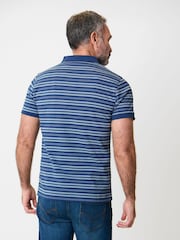 Saltwell Blue Jacquard Stripe Short Sleeve Polo Shirt - Image 2 of 4