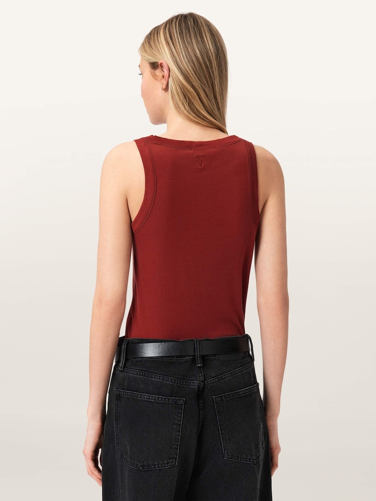 AllSaints Red Rina Tank Top - Image 2 of 8