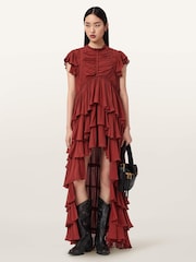AllSaints Red Shaela Dress - Image 1 of 6