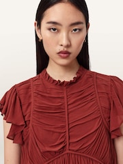 AllSaints Red Shaela Dress - Image 3 of 6
