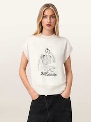 AllSaints White Terra Knit T-Shirt - Image 2 of 8
