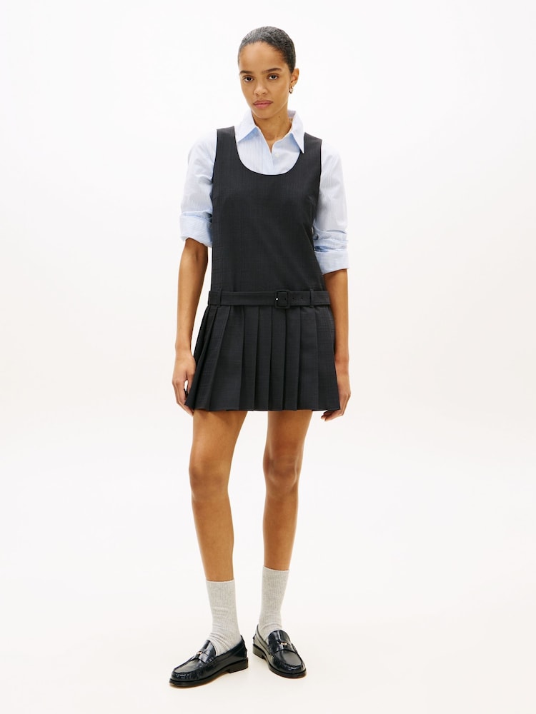 Tommy Hilfiger Grey Check Wool Blend Mini Shift Dress - Image 1 of 5