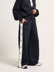 PixieGirl Petite Blue Side Popper Wide Leg Joggers - Image 2 of 5