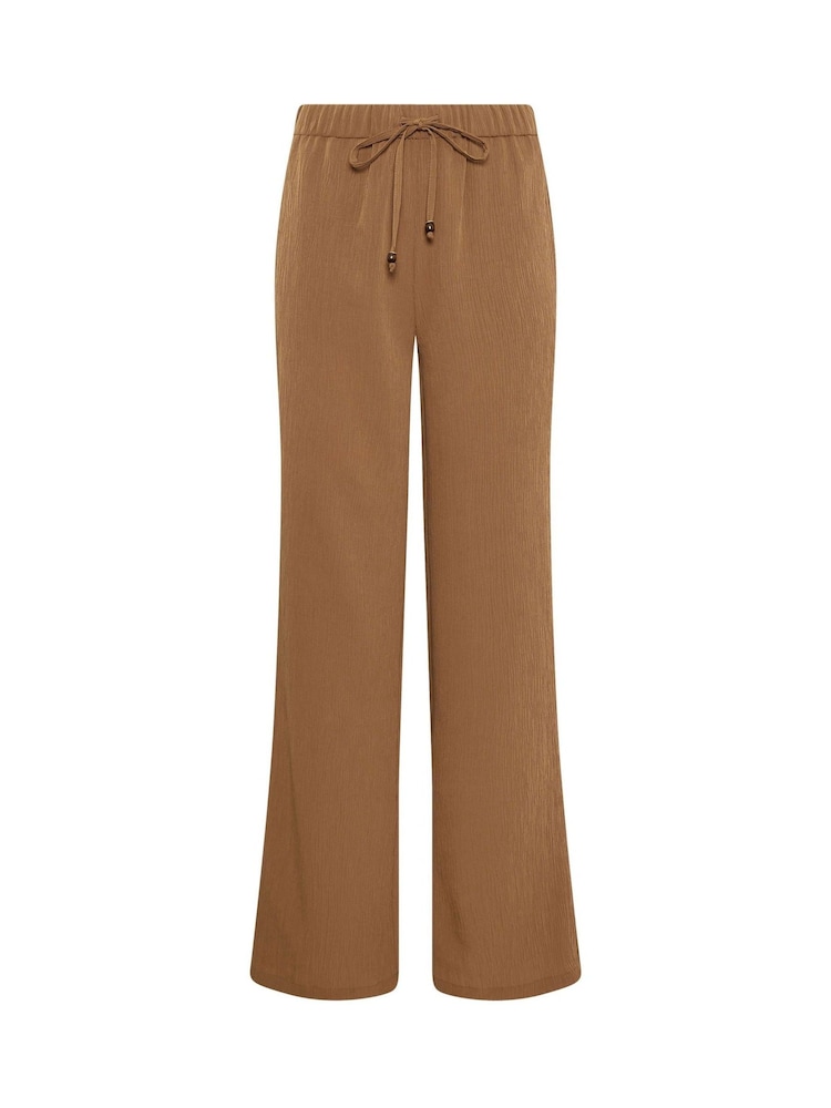Long Tall Sally Brown Textured Wide Leg Trousers - Image 5 of 5 Long Tall Sally Brown Textured Wide Leg Trousers - Image 5 of 5