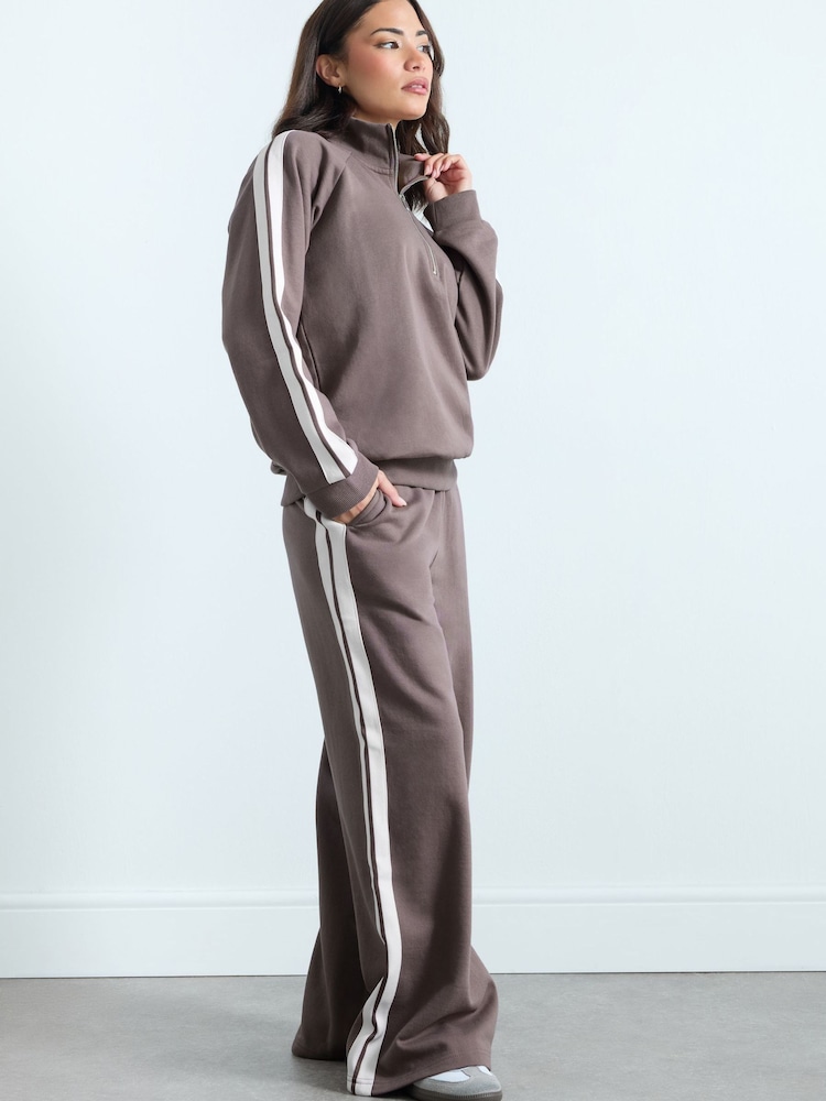 PixieGirl Petite Purple Side Stripe Wide Leg Joggers - Image 1 of 3 PixieGirl Petite Purple Side Stripe Wide Leg Joggers - Image 1 of 3