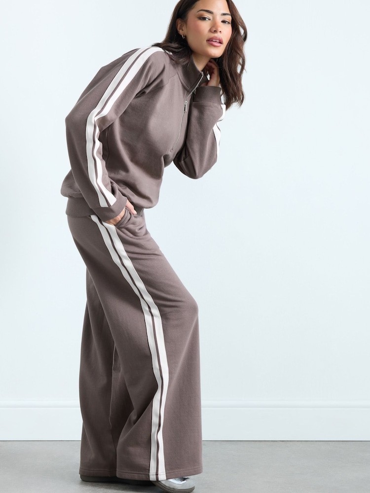 PixieGirl Petite Purple Side Stripe Wide Leg Joggers - Image 2 of 3 PixieGirl Petite Purple Side Stripe Wide Leg Joggers - Image 2 of 3