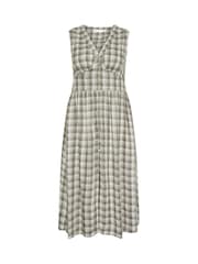 PixieGirl Petite Green Check Sleeveless Button Midi Dress - Image 5 of 5