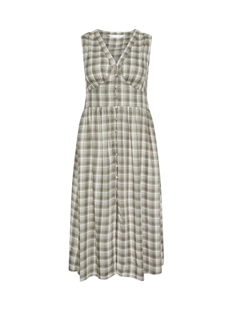 PixieGirl Petite Green Check Sleeveless Button Midi Dress - Image 5 of 5 PixieGirl Petite Green Check Sleeveless Button Midi Dress - Image 5 of 5