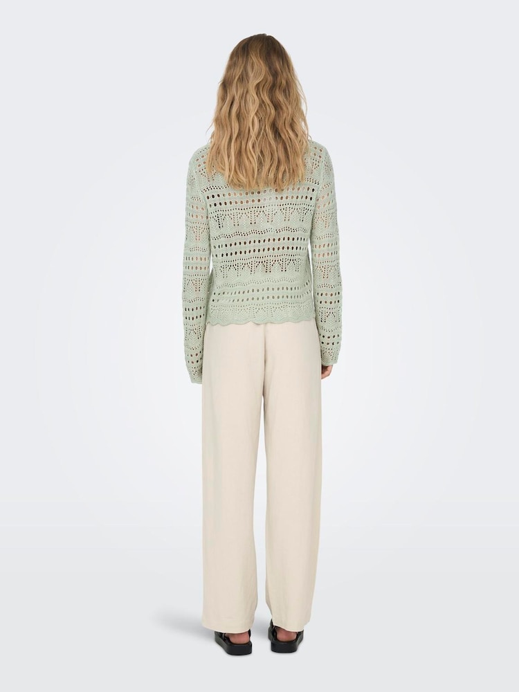 JDY Grey Long Sleeve Crochet Jumper - Image 2 of 6