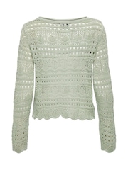 JDY Grey Long Sleeve Crochet Jumper - Image 6 of 6