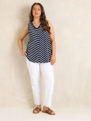 Evans Blue Stripe Premium Cotton Vest Top - Image 2 of 4