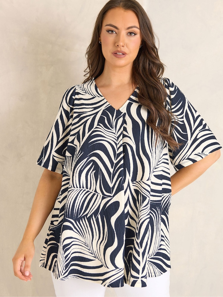 Evans Blue Pleated Front Angel Sleeve Blouse - Image 1 of 5 Evans Blue Pleated Front Angel Sleeve Blouse - Image 1 of 5