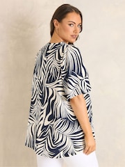 Evans Blue Pleated Front Angel Sleeve Blouse - Image 3 of 5