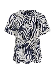 Evans Blue Pleated Front Angel Sleeve Blouse - Image 5 of 5