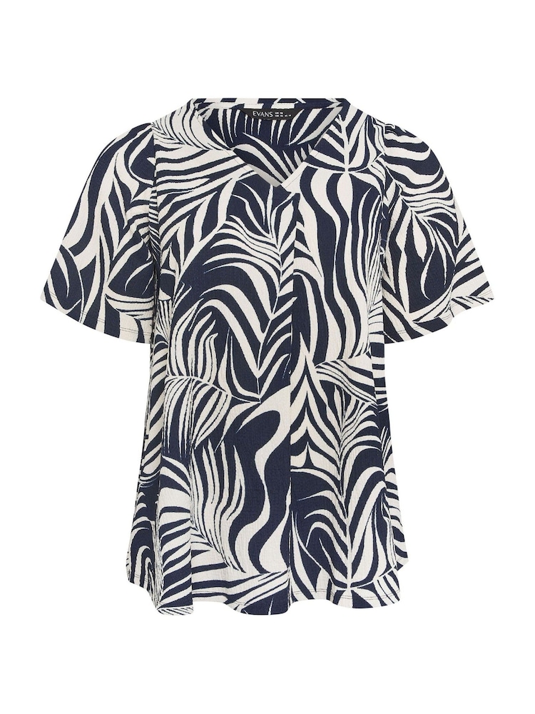 Evans Blue Pleated Front Angel Sleeve Blouse - Image 5 of 5 Evans Blue Pleated Front Angel Sleeve Blouse - Image 5 of 5