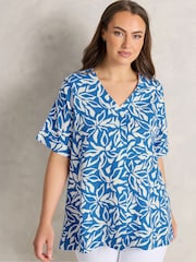 بلوزة مطوية من الكتان الفاخر من Evans - Image 1 of 4