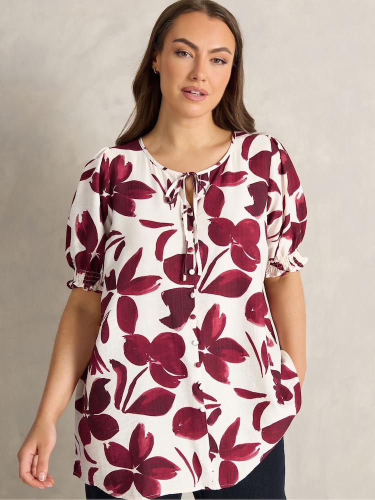 Evans Red Short Sleeve Airflow Boho Blouse - Image 2 of 6 Evans Red Short Sleeve Airflow Boho Blouse - Image 2 of 6