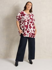 Evans Red Short Sleeve Airflow Boho Blouse - Image 3 of 6