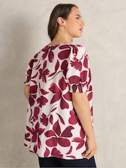 Evans Red Short Sleeve Airflow Boho Blouse - Image 4 of 6