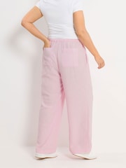 Yours Curve Pink Linen Look Beaded Wide Leg Trousers - Image 2 of 5