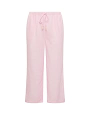 Yours Curve Pink Linen Look Beaded Wide Leg Trousers - Image 5 of 5