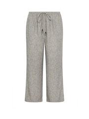 Yours Curve Grey Linen Look Beaded Wide Leg Trousers - Image 5 of 5