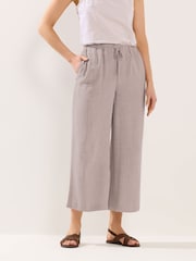 Long Tall Sally Natural Linen Crop Trousers - Image 2 of 5