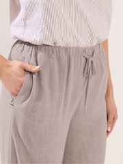 Long Tall Sally Natural Linen Crop Trousers - Image 4 of 5