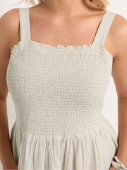 Yours Curve Natural Shirred Maxi Dress - Image 4 of 5