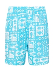 Yours Curve Blue Shirred Shorts - Image 1 of 1