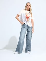 Long Tall Sally White Lobster Placement Print T-Shirt - Image 1 of 2