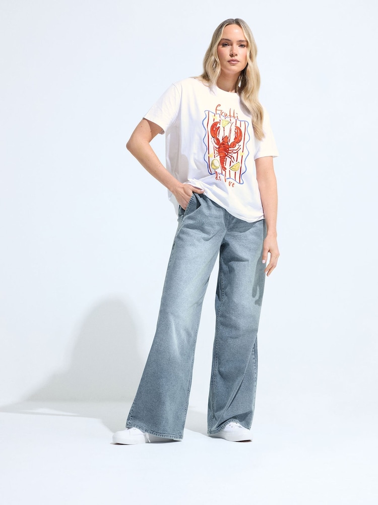 Long Tall Sally White Lobster Placement Print T-Shirt - Image 1 of 2 Long Tall Sally White Lobster Placement Print T-Shirt - Image 1 of 2