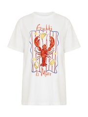 Long Tall Sally White Lobster Placement Print T-Shirt - Image 2 of 2