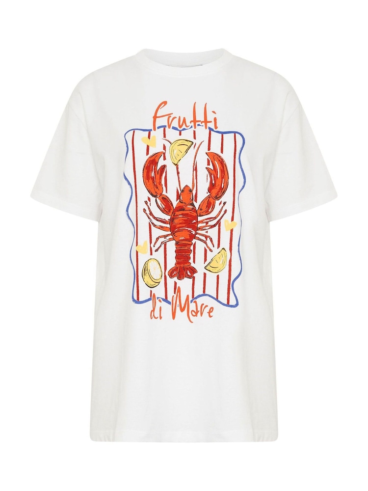 Long Tall Sally White Lobster Placement Print T-Shirt - Image 2 of 2 Long Tall Sally White Lobster Placement Print T-Shirt - Image 2 of 2