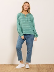M&Co Green Long Sleeve Dobby Boho Blouse - Image 3 of 5