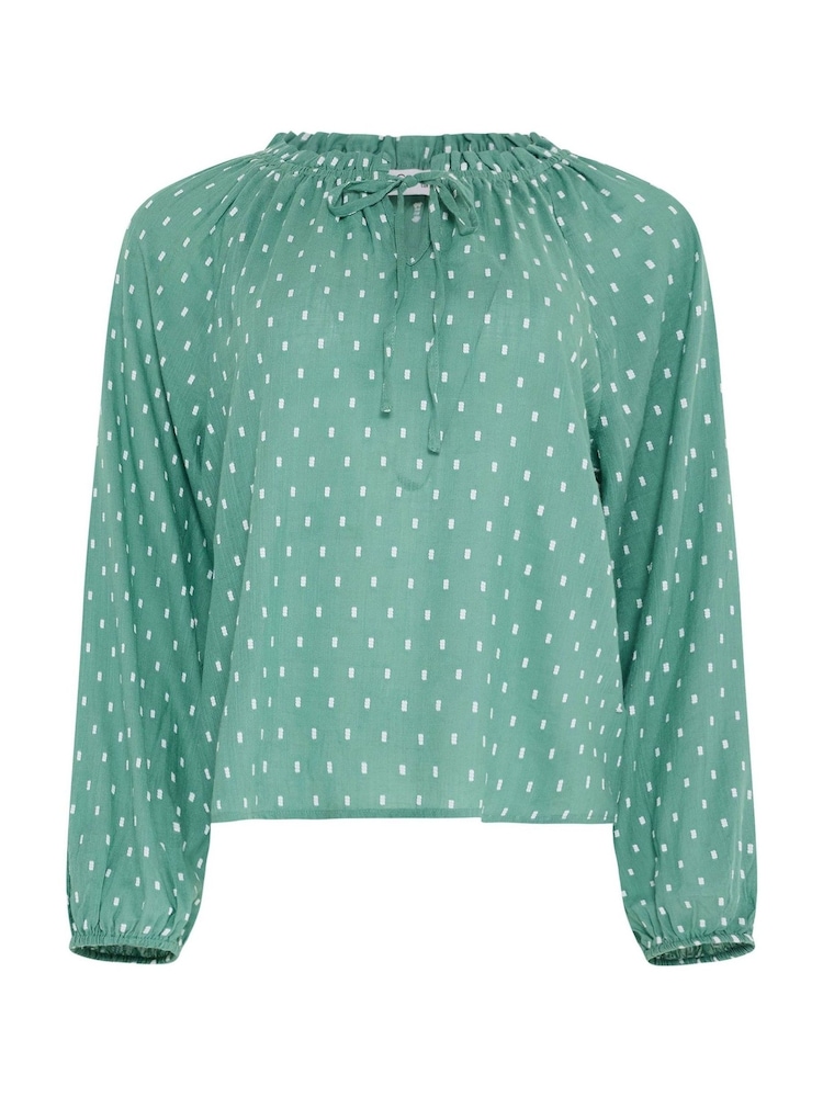 M&Co Green Long Sleeve Dobby Boho Blouse - Image 5 of 5 M&Co Green Long Sleeve Dobby Boho Blouse - Image 5 of 5