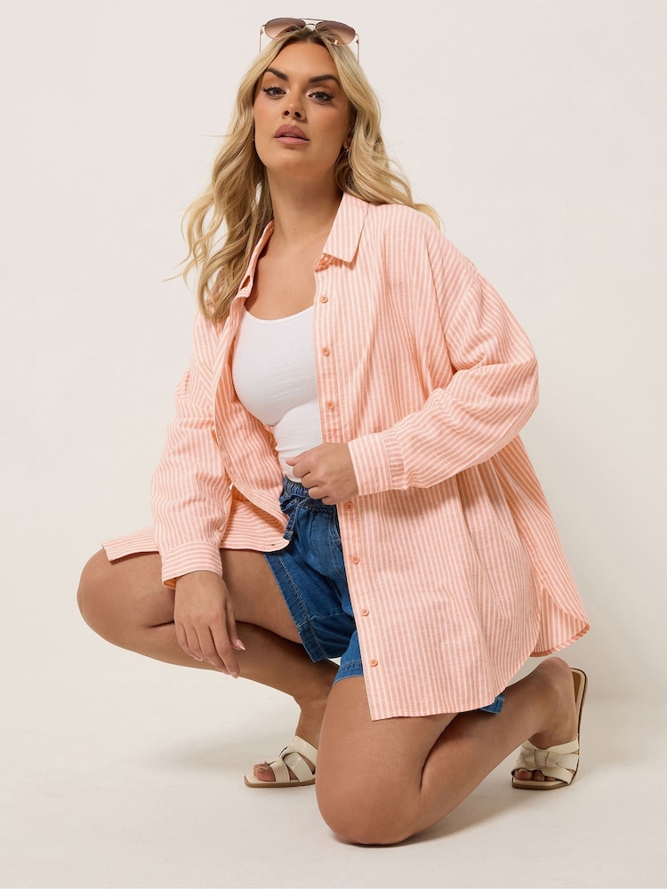 Yours Curve Orange Long Sleeve Shirt - Image 1 of 6