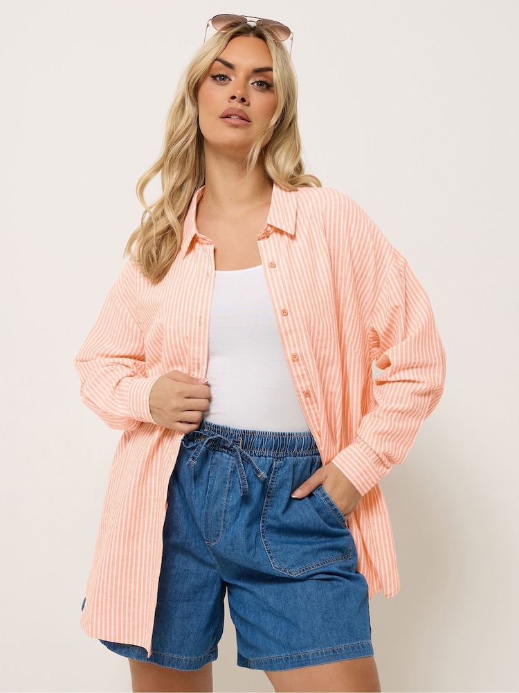 Yours Curve Orange Long Sleeve Shirt - Image 2 of 6