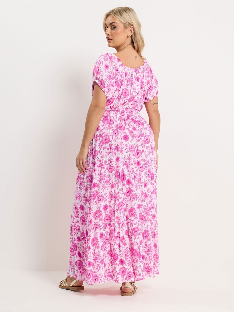 Rosa - Yours Curve Bardot Maxikjole med Knyting i Halsen - Bilde 2 av 5