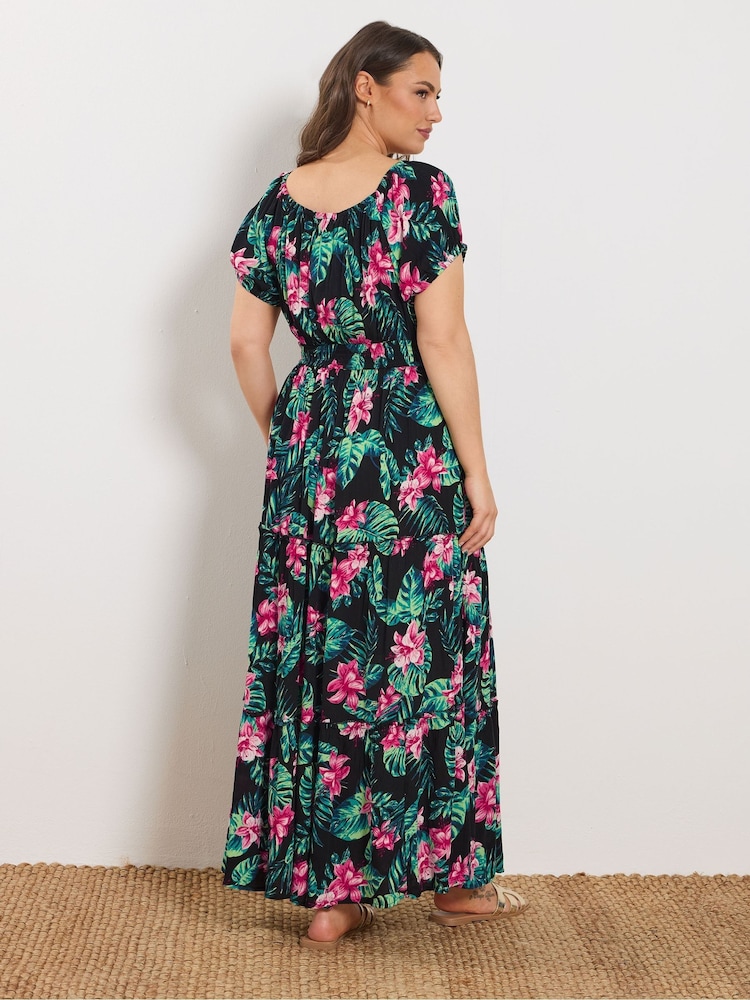 Svart - Yours Curve Bardot Maxikjole med Knyting i Halsen - Bilde 2 av 5